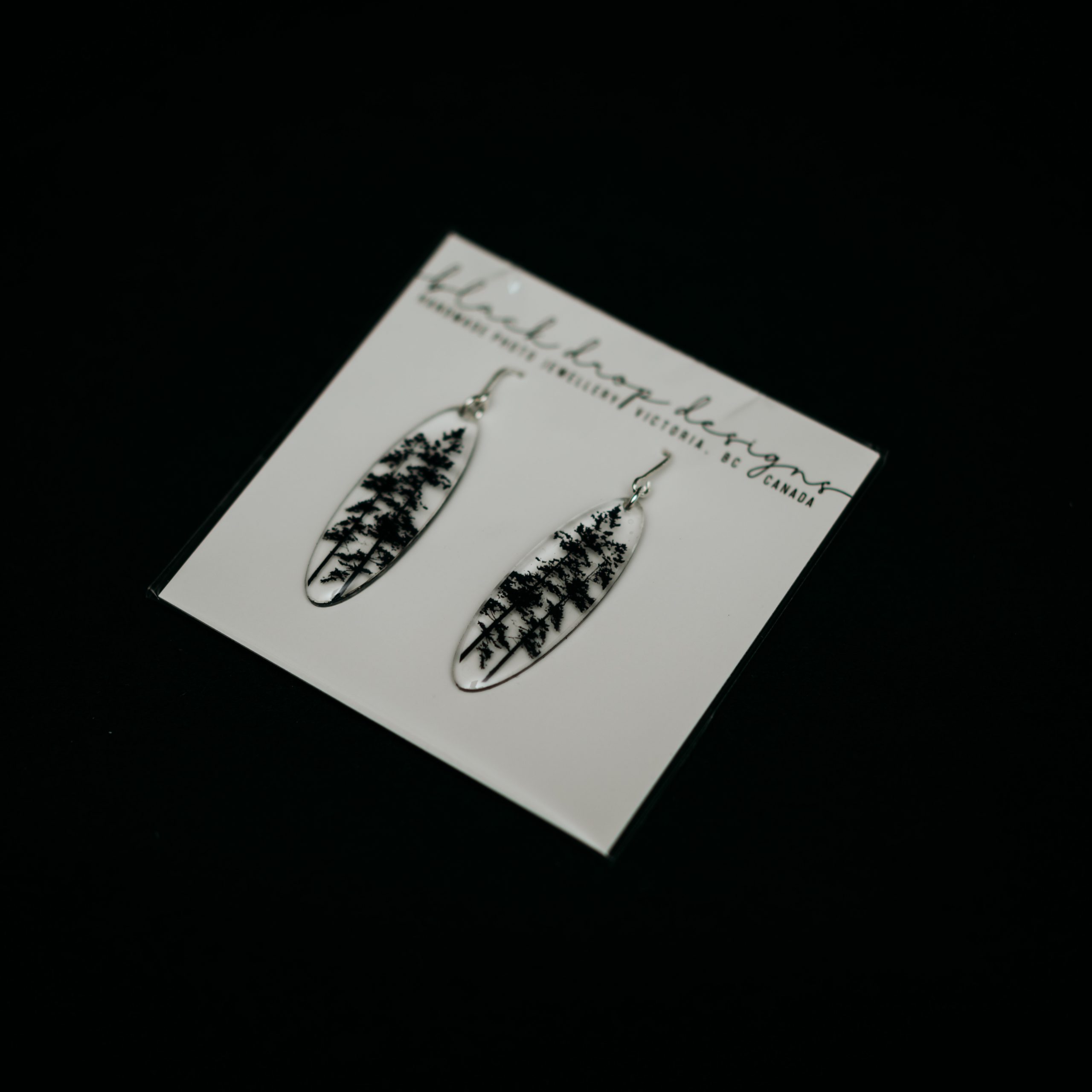 Black Drop Designs: Tall Oval Forest Earrings