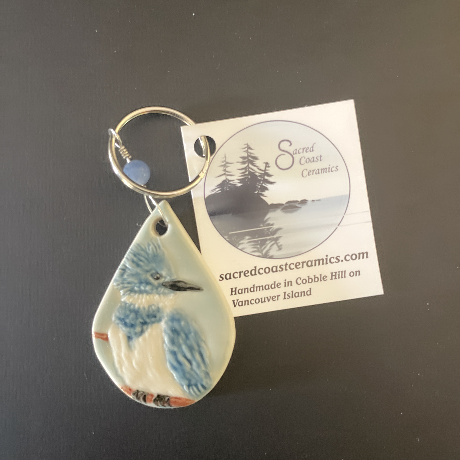 Sacred Coast Ceramics: Blue Bird Keychain