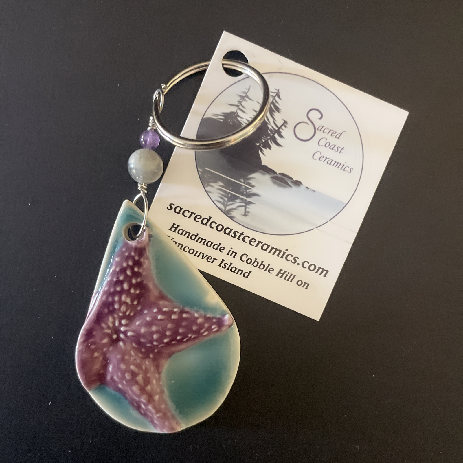 Sacred Coast Ceramics: Starfish Keychain Left