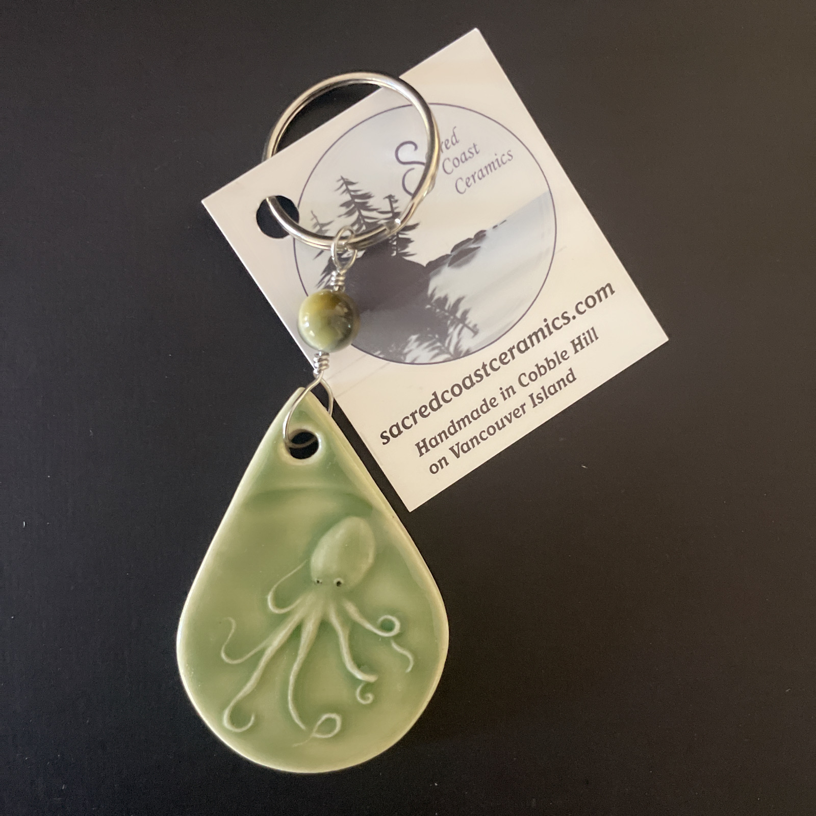 Sacred Coast Ceramics: Octopus Keychain Green