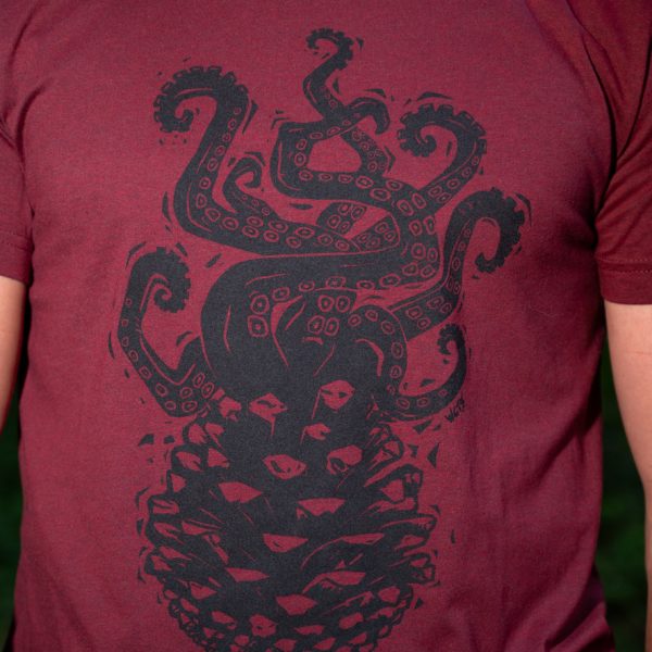 West Coast Tees: Pine Cone Octopus Maroon - Image 2