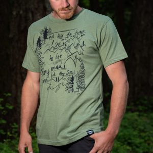 Man in a Forest Heather Army Green T-Shirt