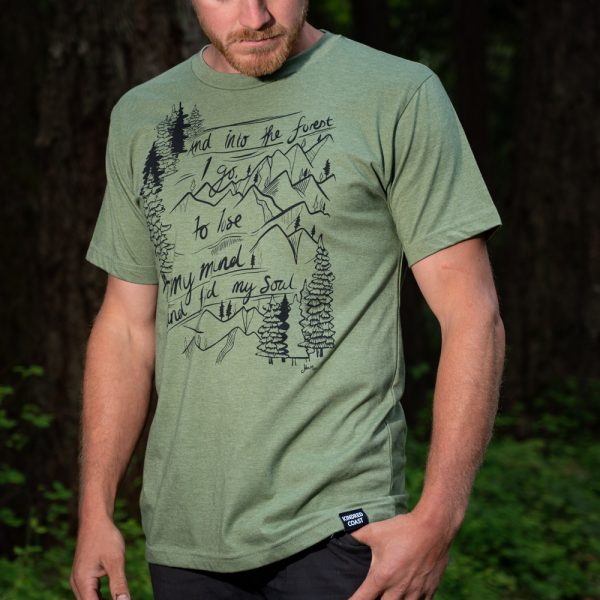 Man in a Forest Heather Army Green T-Shirt